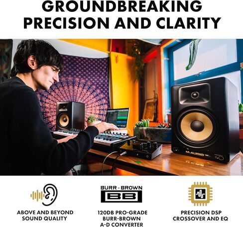 M-AUDIO Forty Eighty 8" Studio Monitor Speaker for Production and Mixing with Precision DSP Crossover, EQ, Control App and Bluetooth in Kuwait