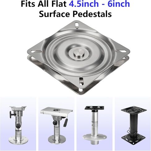 QualyQualy 304 Stainless Steel Boat Seat Swivel, 360° Rotation, Heavy Duty Boat Seat Mount – Fits 4.5"–6" Pedestals, Jon Boat, Bar Stool, RV, Mounting Screws Included in Kuwait