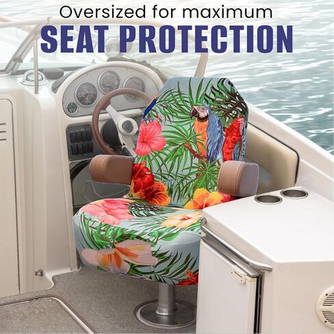Pontoon Boat Seat Cover Microfiber, Quick-Dry, Universal Fit, Stylish Parrot Design (Paradise Parrot), PB01BBG in Kuwait