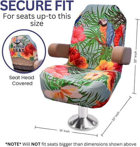 Pontoon Boat Seat Cover Microfiber, Quick-Dry, Universal Fit, Stylish Parrot Design (Paradise Parrot), PB01BBG in Kuwait