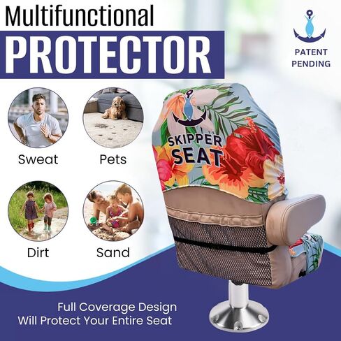 Pontoon Boat Seat Cover Microfiber, Quick-Dry, Universal Fit, Stylish Parrot Design (Paradise Parrot), PB01BBG in Kuwait