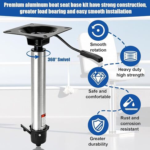 SP-37904 قاعدة تلسكوبية لمقعد القارب مقاس 2 بوصة، ارتفاع قابل للتعديل 3/8 بوصة 13 بوصة - 19 بوصة، موسع مقعد بحري شديد التحمل لصيد الأسماك والقوارب العائمة in Kuwait