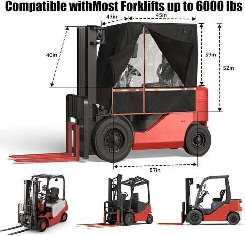 2026 Upgraded Forklift Cover, EVA Transparent Material, UV Protection, 600D Oxford Cloth for Outdoor Indoor Forklift，57" Top 45" L x 40" W x 52" H, Fit Forklift up to 6000 lb in Kuwait