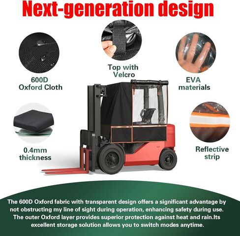 2026 Upgraded Forklift Cover, EVA Transparent Material, UV Protection, 600D Oxford Cloth for Outdoor Indoor Forklift，57" Top 45" L x 40" W x 52" H, Fit Forklift up to 6000 lb in Kuwait