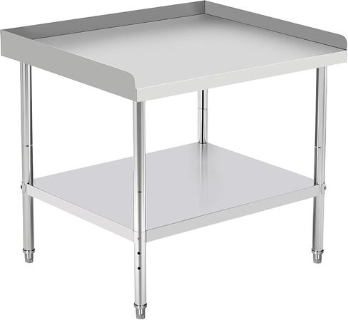 36"x28"x30" Stainless Steel Grill Stand Table, NSF Certified, 400 lbs Capacity, Adjustable Legs, 3-Sided 2" Edge Baffle for Kitchen, Restaurant, Hotel in Kuwait