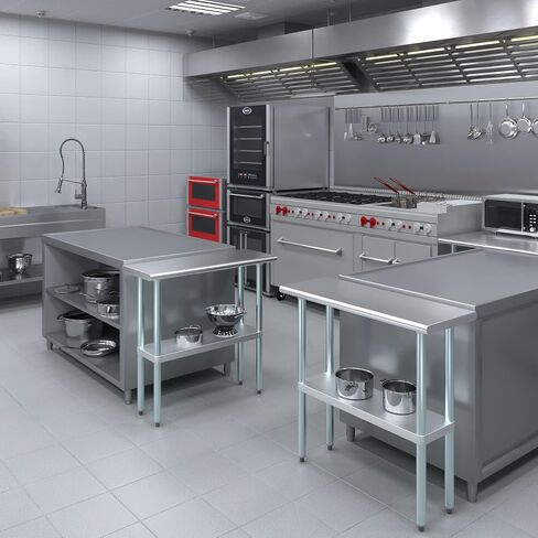 KPS Commercial Stainless Steel Food Prep Work Table – 14" x 30" | NSF Certified | Heavy-Duty Utility Table for Kitchen, Restaurant, Garage, Laundry in Kuwait