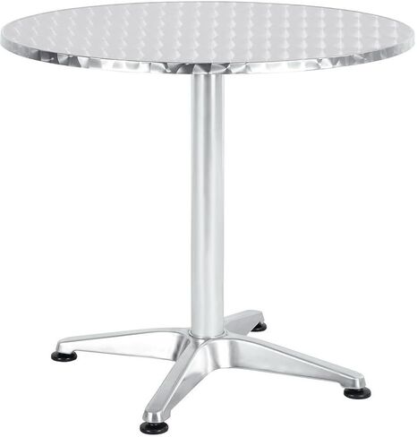 BTEXPERT Indoor Outdoor 27.5" Round Restaurant Table for Patio Stainless Steel Silver Aluminum Dining Furniture with Base in Kuwait