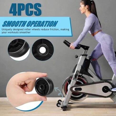Veemoon Gym Equipment Caster Replacement, 4pcs Fitness Equipment Plastic Roller Wheels Compatible with Treadmills and Exercise Bikes, Rowing Machines, Sports Accessories, Easy to Install, 80MM Hole in Kuwait