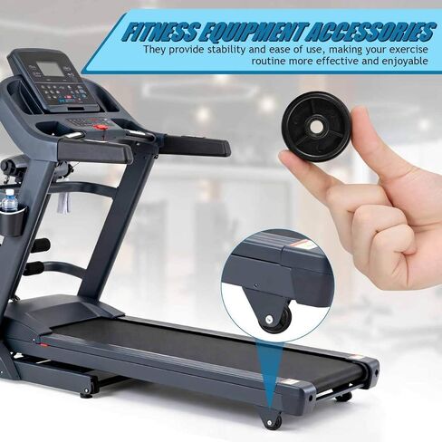 Veemoon Gym Equipment Caster Replacement, 4pcs Fitness Equipment Plastic Roller Wheels Compatible with Treadmills and Exercise Bikes, Rowing Machines, Sports Accessories, Easy to Install, 80MM Hole in Kuwait