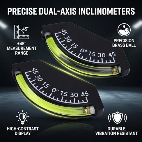 Level Gauge, 45 Degree Wide Range Car Inclinometer Gauge Bubble, High Contrast Display Spirit Level Trailer Leveling for Boat RV Truck Off Road Vehicle in Kuwait