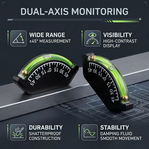 Level Gauge, 45 Degree Wide Range Car Inclinometer Gauge Bubble, High Contrast Display Spirit Level Trailer Leveling for Boat RV Truck Off Road Vehicle in Kuwait
