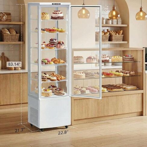 10.9 Cu.ft Commercial Display Refrigerator Case, Refrigerator Pastry Display Case with Adjustable Shelves, LED Lighting & Auto Defrost, Double-Layered Glass, for Bakery, Cafe, Restaurant in Kuwait