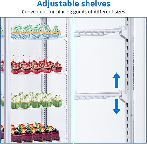 10.9 Cu.ft Commercial Display Refrigerator Case, Refrigerator Pastry Display Case with Adjustable Shelves, LED Lighting & Auto Defrost, Double-Layered Glass, for Bakery, Cafe, Restaurant in Kuwait