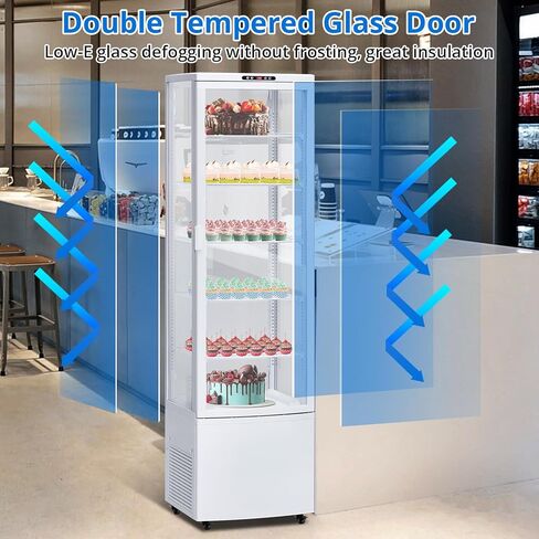 10.9 Cu.ft Commercial Display Refrigerator Case, Refrigerator Pastry Display Case with Adjustable Shelves, LED Lighting & Auto Defrost, Double-Layered Glass, for Bakery, Cafe, Restaurant in Kuwait