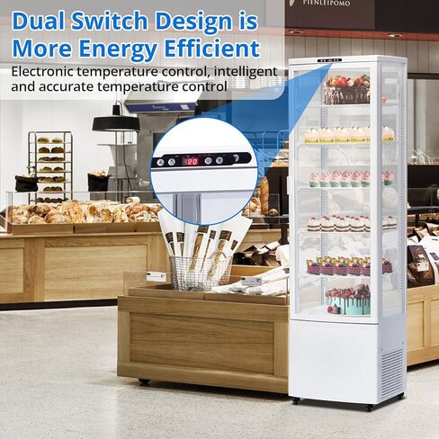 10.9 Cu.ft Commercial Display Refrigerator Case, Refrigerator Pastry Display Case with Adjustable Shelves, LED Lighting & Auto Defrost, Double-Layered Glass, for Bakery, Cafe, Restaurant in Kuwait