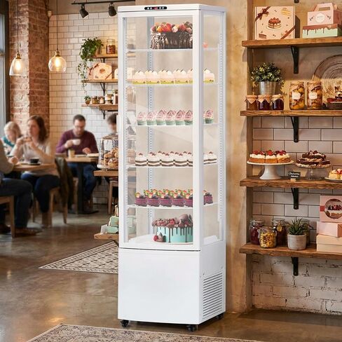 10.9 Cu.ft Commercial Display Refrigerator Case, Refrigerator Pastry Display Case with Adjustable Shelves, LED Lighting & Auto Defrost, Double-Layered Glass, for Bakery, Cafe, Restaurant in Kuwait
