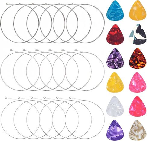 18 PCS Electric Guitar String, 3 Full Sets and 12 Picks with Stainless Steel Core Guitar Electric 6 String Set Including E-1st B-2nd G-3rd D-4th A-5th E-6th in Kuwait