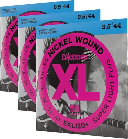 أوتار جيتار كهربائي من D'Addario EXL120+ مصنوعة من النيكل، Super Light Plus، 9.5-44 (عبوة من 3 قطع) in Kuwait