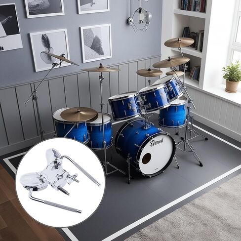 Double Tom Holder Stand, Aluminum Alloy Drum Rack Clamp with Electroplated Surface, Solid Mount Bracket for Double Tom Drum Set, Replacement Part for Drum Setup in Kuwait