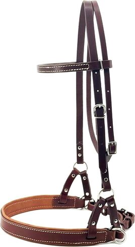 Jeereal Leather Decorative Nose Side Pull, Bitless Training Bridle, for Horses with Dental Issues，Stainless Steel Buckles in Kuwait
