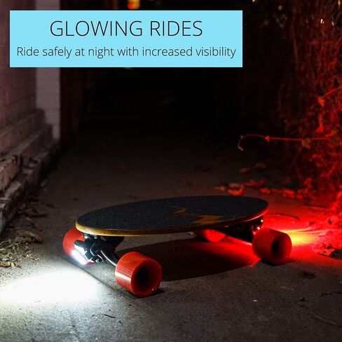 Eggboards Mini Longboard مع ملحقات مصابيح LED - لوح طويل صغير من الخيزران مزود بإضاءة LED أمامية وخلفية. رائعة للبالغين والأطفال للتزلج في أي مكان وفي أي مكان in Kuwait