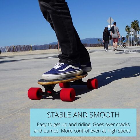 Eggboards Mini Longboard مع ملحقات مصابيح LED - لوح طويل صغير من الخيزران مزود بإضاءة LED أمامية وخلفية. رائعة للبالغين والأطفال للتزلج في أي مكان وفي أي مكان in Kuwait