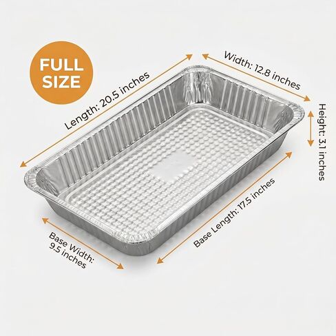 20 Pack Full Size Aluminum Foil Pans, 20.5"x12.8" Deep | Disposable large food containers, steam table trays for catering, roasting, bbq, chafing pans in Kuwait