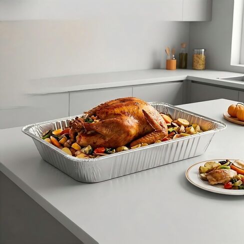 20 Pack Full Size Aluminum Foil Pans, 20.5"x12.8" Deep | Disposable large food containers, steam table trays for catering, roasting, bbq, chafing pans in Kuwait