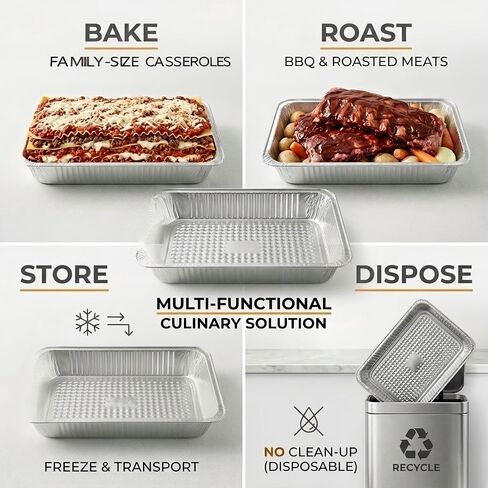 20 Pack Full Size Aluminum Foil Pans, 20.5"x12.8" Deep | Disposable large food containers, steam table trays for catering, roasting, bbq, chafing pans in Kuwait