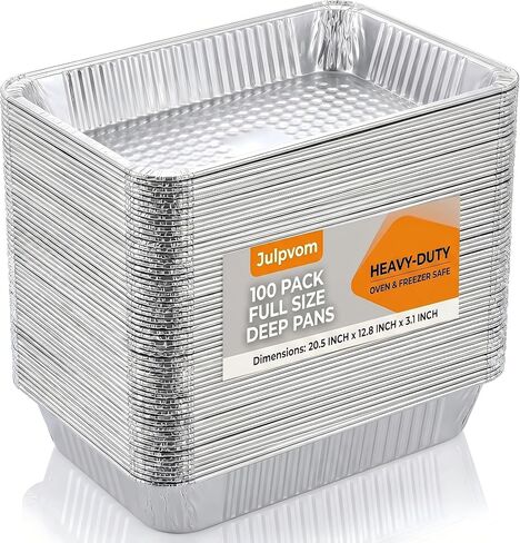 20 Pack Full Size Aluminum Foil Pans, 20.5"x12.8" Deep | Disposable large food containers, steam table trays for catering, roasting, bbq, chafing pans in Kuwait