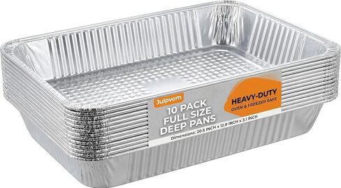 20 Pack Full Size Aluminum Foil Pans, 20.5"x12.8" Deep | Disposable large food containers, steam table trays for catering, roasting, bbq, chafing pans in Kuwait