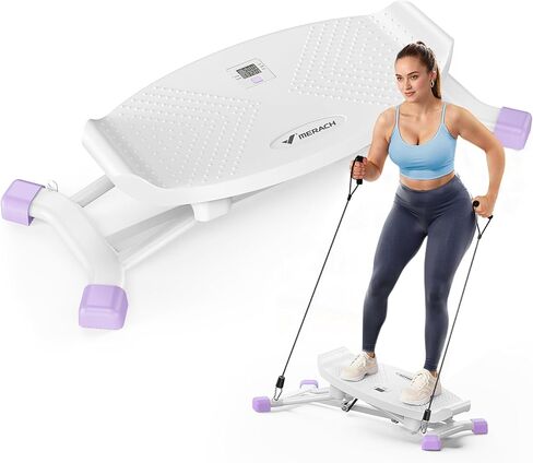 MERACH Balance Board for Adults, Rocking Stepper with Resistance Bands, Portable Wobble Board Featuring LCD Monitor, 300 lbs Capacity Ski Balance Trainer for Full Body Workout at Home Gym in Kuwait