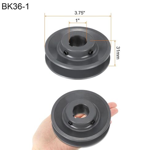 Uxcell BK36-1 حزام على شكل حرف V مقاس 1 بوصة، 3.75 بوصة OD، حزام ويب ذو أخدود واحد، حزام بالملل إلى الحجم، حديد الزهر، قسم الحزام لحزام 3L أو B in Kuwait