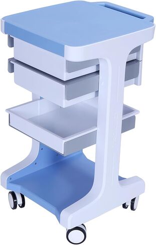 Generic 3 Tier 4 Wheels Mobile Storage Carts with 2 Drawers Dental Oral Scanner Cart Max 110LBS Load for Hospital Clinic Beauty Salon SPA Office in Kuwait