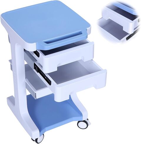 Generic 3 Tier 4 Wheels Mobile Storage Carts with 2 Drawers Dental Oral Scanner Cart Max 110LBS Load for Hospital Clinic Beauty Salon SPA Office in Kuwait