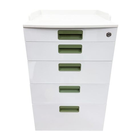 Mobile Dental Storage Cabinet with Lockable Wheels, 4-Drawer Stainless Steel Laminate Cart for Clinics Hospitals Labs, Portable Utility Trolley (White & Green) in Kuwait