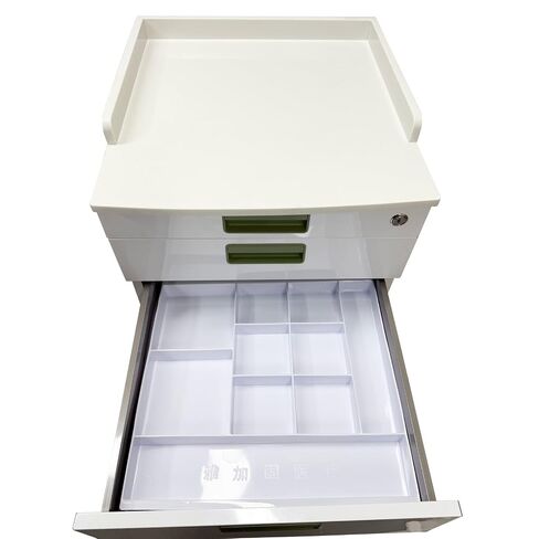 Mobile Dental Storage Cabinet with Lockable Wheels, 4-Drawer Stainless Steel Laminate Cart for Clinics Hospitals Labs, Portable Utility Trolley (White & Green) in Kuwait