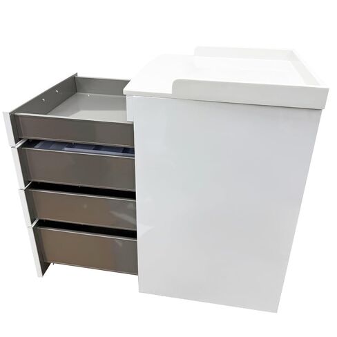 Mobile Dental Storage Cabinet with Lockable Wheels, 4-Drawer Stainless Steel Laminate Cart for Clinics Hospitals Labs, Portable Utility Trolley (White & Green) in Kuwait