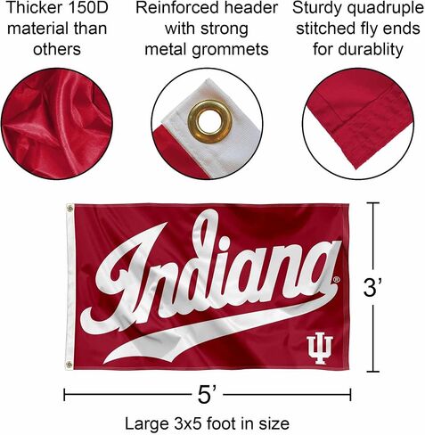 شركة College Flags & Banners Co. Indiana Hoosiers Script Wordmark 3x5 راية العلم in Kuwait