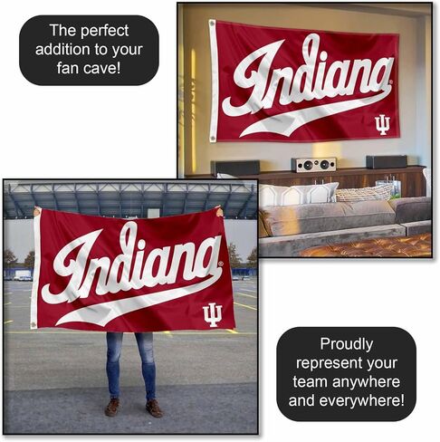 شركة College Flags & Banners Co. Indiana Hoosiers Script Wordmark 3x5 راية العلم in Kuwait