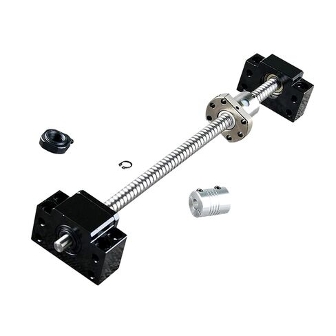 Ball Screw SFU1605-250mm 16mm 250mm with Metal Deflector Nut + End Supports BK12/BF12 +1PCS CNC Coupler, Silver, Carbon Steel, High Precision, Low Noise, Smooth, Not Easy to Shake or Detach in Kuwait