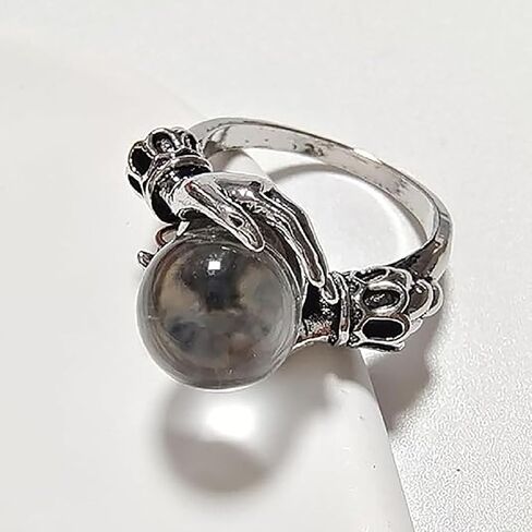 Gothic Crystal Ball Hand Ring, Vintage Skull Hand Crystal Ball Ring, Adjustable Punk Gothic Rings for Cosplay Party, Unique Gift for Women and Men in Kuwait