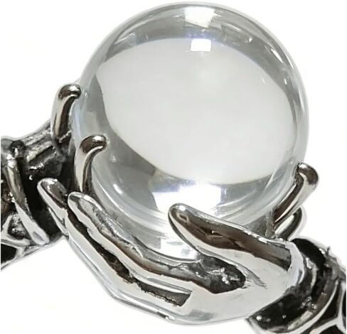 Gothic Crystal Ball Hand Ring, Vintage Skull Hand Crystal Ball Ring, Adjustable Punk Gothic Rings for Cosplay Party, Unique Gift for Women and Men in Kuwait