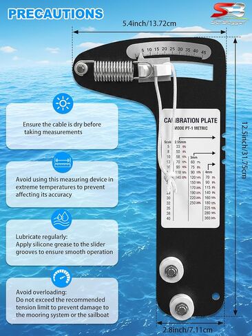 Sailboat Rigging Tension Gauge PT-1, Rated up to 800 lb Accurate Hands-Off Rigging Tool, Wire Rope Standing Rigging for 3/32", 1/8", 5/32" Diameter Wire Cable in Kuwait