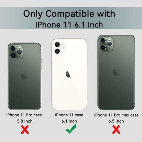 COOLQO for iPhone 11 Case Non-Yellowing Screen Protector + Camera Protection Dual-Layer Military Grade 17 FT Drop Shockproof Protection Phone Cover Clear in Kuwait