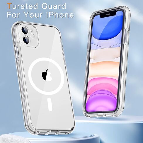 COOLQO for iPhone 11 Case Non-Yellowing Screen Protector + Camera Protection Dual-Layer Military Grade 17 FT Drop Shockproof Protection Phone Cover Clear in Kuwait