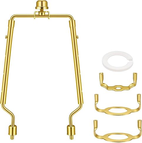 Adjustable Lamp Harp, 7-10 Inch Lampshade Holder Bracket, Metal Lampshade Frame, Fit both Standard Lamp Rod and E26 E27 Light Base UNO Fitter Adapter Converter Finial Set (Black) in Kuwait
