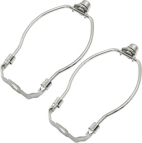 8 Inch Short Lamp Harp,Nickle Lampshade Holder Kits with Finials and Detachable Saddle Bases,DIY Lighting Accessories Horn Frame Lamp Shade Brackets(2Pack) in Kuwait
