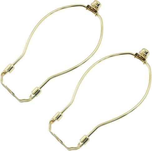 8 Inch Short Lamp Harp,Nickle Lampshade Holder Kits with Finials and Detachable Saddle Bases,DIY Lighting Accessories Horn Frame Lamp Shade Brackets(2Pack) in Kuwait