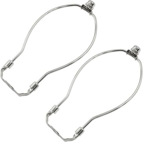 8 Inch Short Lamp Harp,Nickle Lampshade Holder Kits with Finials and Detachable Saddle Bases,DIY Lighting Accessories Horn Frame Lamp Shade Brackets(2Pack) in Kuwait